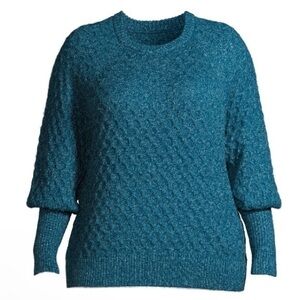 Terra & Sky Women's Plus Size 2X Honeycomb Stitch Sweater with Balloon Sleeves